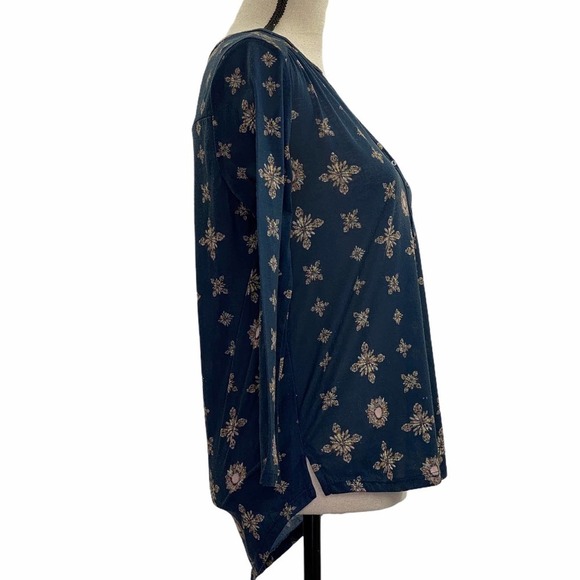 H&m High Low Quarter Button Printed Blouse Small - Picture 5 of 11